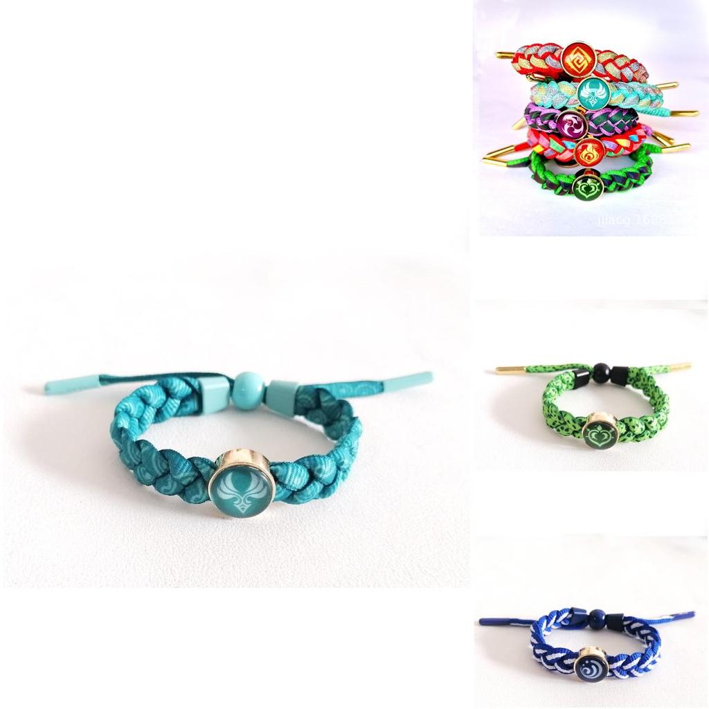 Genshin Impact Leuchtendes Gradient Geflochtenes Armband Mit Multifunktions-Elementalknöpfen