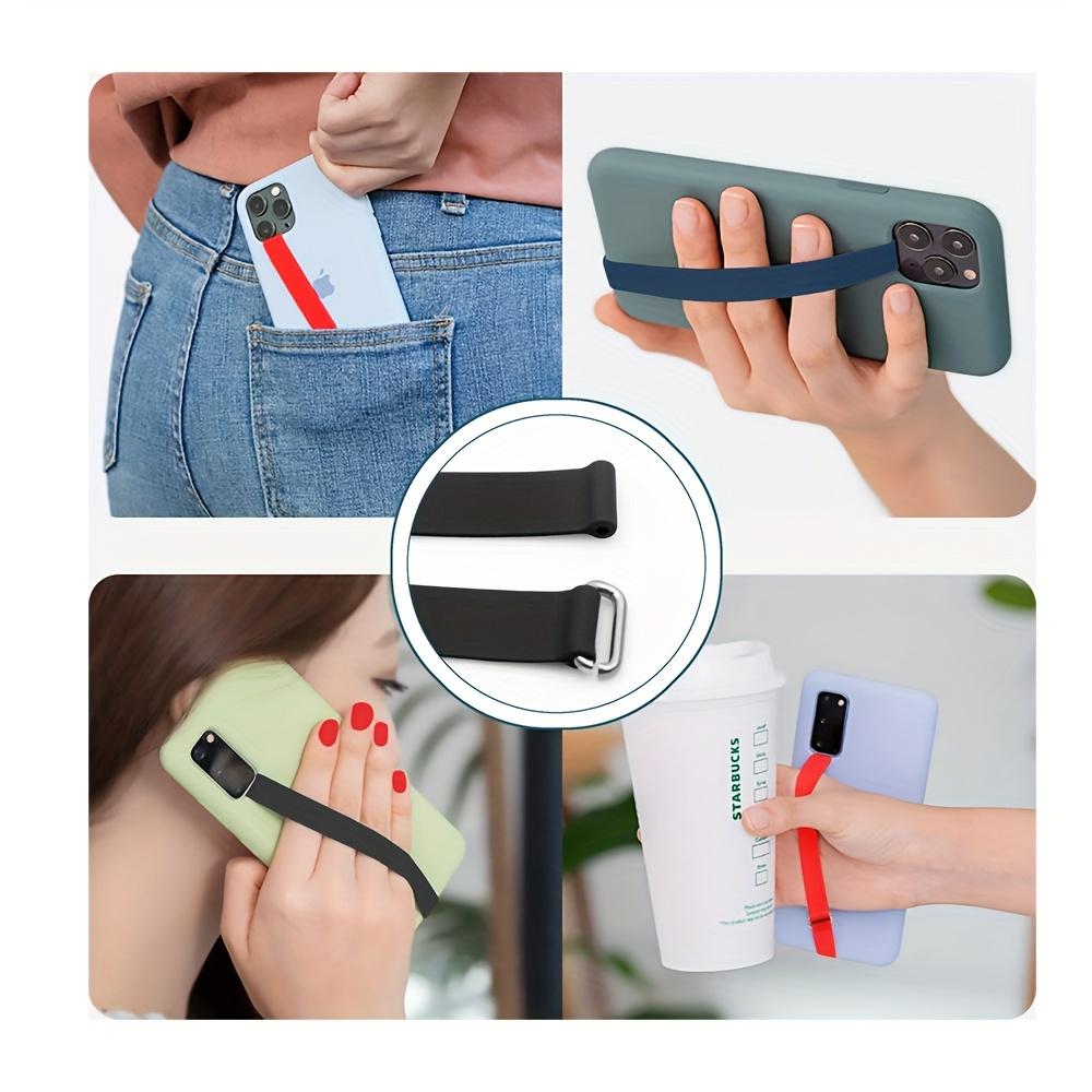 1pc Stylish Silicone Phone Case with Adjustable Wrist Strap - Portable, Secure Fit for iPhone 11/12 Pro Max, Black, elastic rope