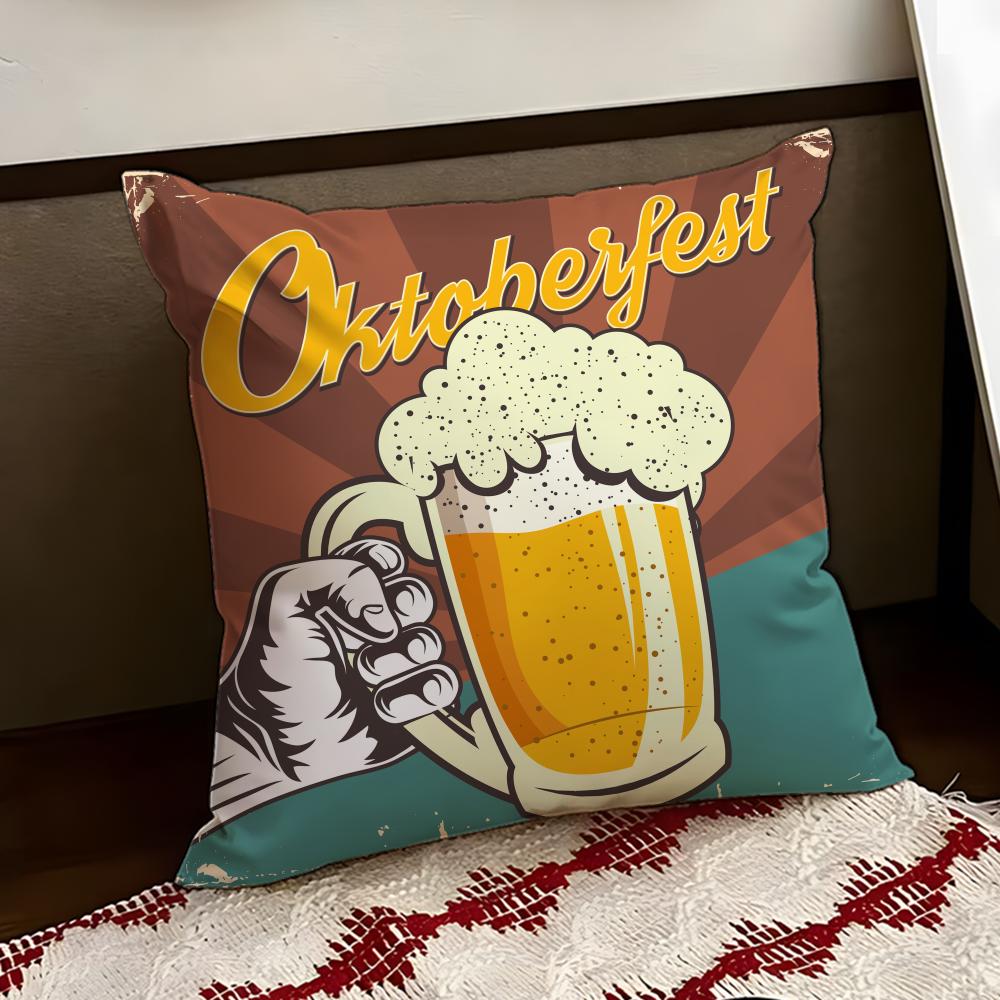 Bier Wein Retro Stil Kissenbezug Wendbar Weich Langlebig Kissenhülle Zuhause Auto Mehrzwecknutzung für täglichen Komfort