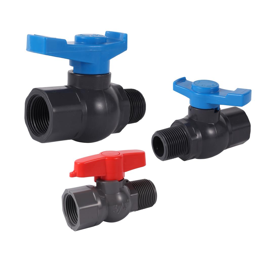 PVC-Kugelhahn-Regler 3/4"1" PVC-Verbindungskugelhahn Innengewinde auf Außengewinde Ventil Gartenwasserversorgung Schalter