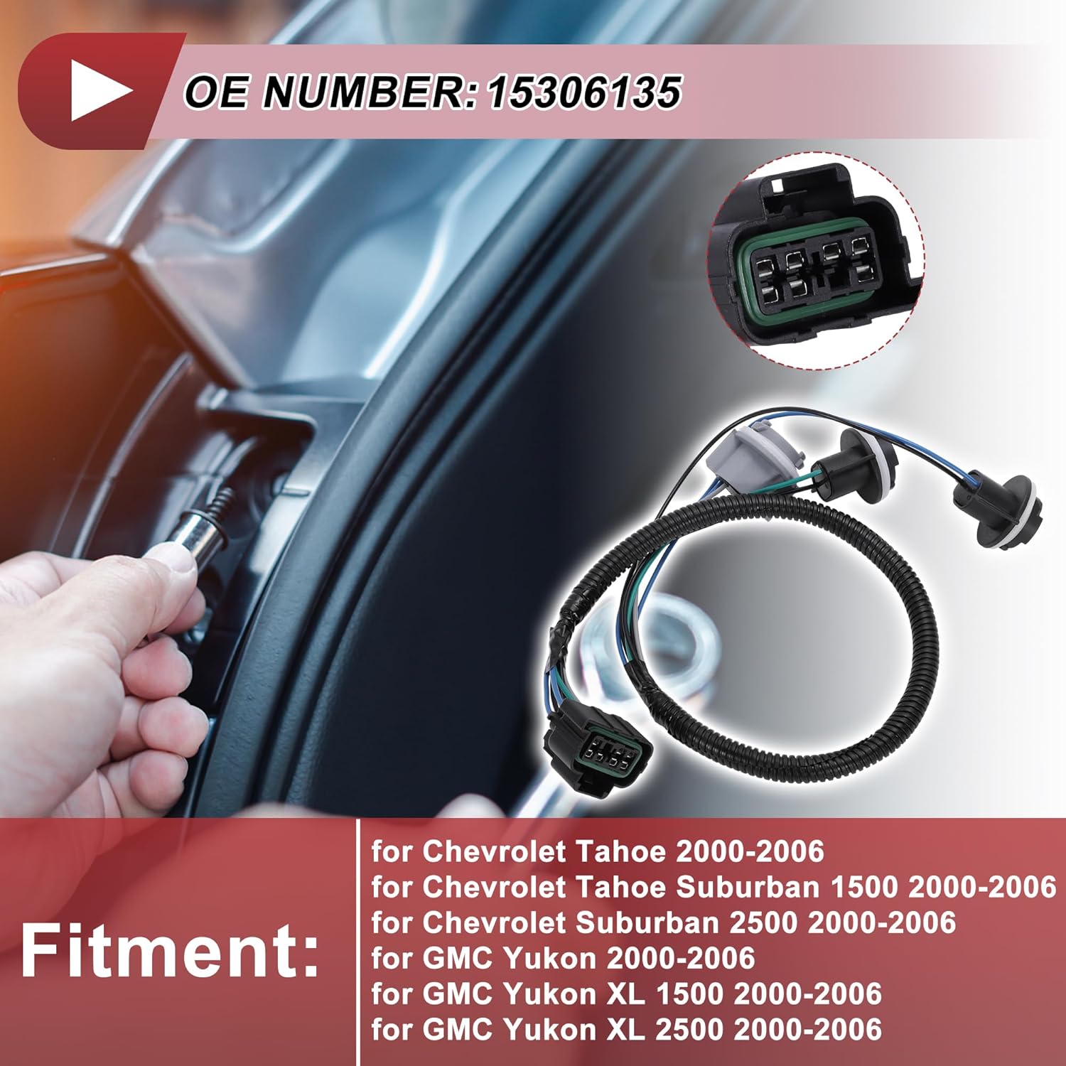 

Tail Light Socket Wiring for Chevrolet Tahoe 2000-2006 No.15306135 Lamp Bulb Pigtail Connector Harness