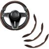 Carbon Fiber Steering Wheel Cover, 3-Piece Set Anti-Skid Comfortable Grip Segmented Butterfly Design, Easy Snap-On Tallation Universal Fit 99% Cars,