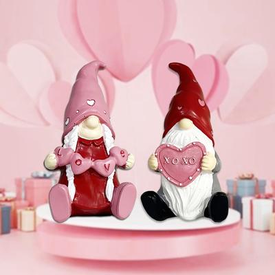 Gnome Valentine's Day Ornament Table Decorations - Christmas Gnome Figurine Valentine's Day Decoration Gift Resin