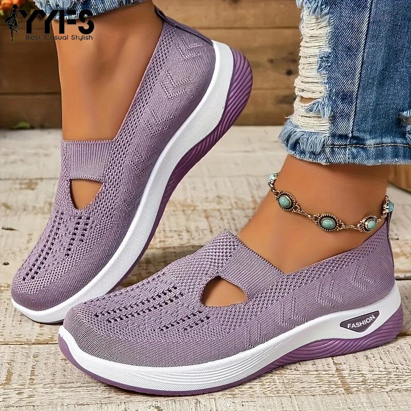 2025 Лето Новые Удобные Повседневные Женские Туфли Модные Мягкая Подошва Дышащие С Перфорацией Плоские Туфли Для Женщин 35