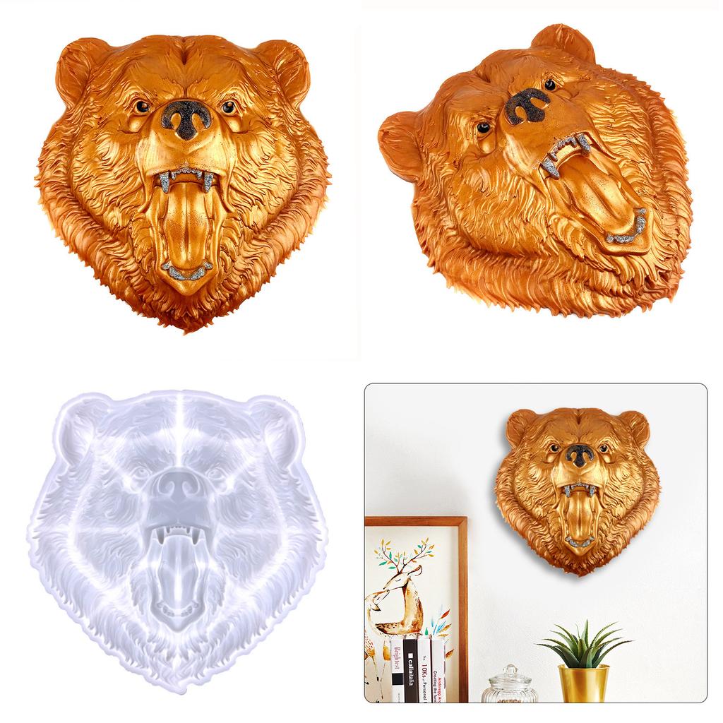 Handgefertigter Bär für Kopfform Tieranhänger Silikonform 3D Bär für Kopf Harzform DIY Handwerk Wandanhänger Schmuck Dec