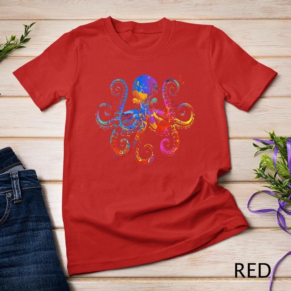 Octopus Graphic - Colorful Ocean Octopus Design Unisex T-shirt 6 3XL