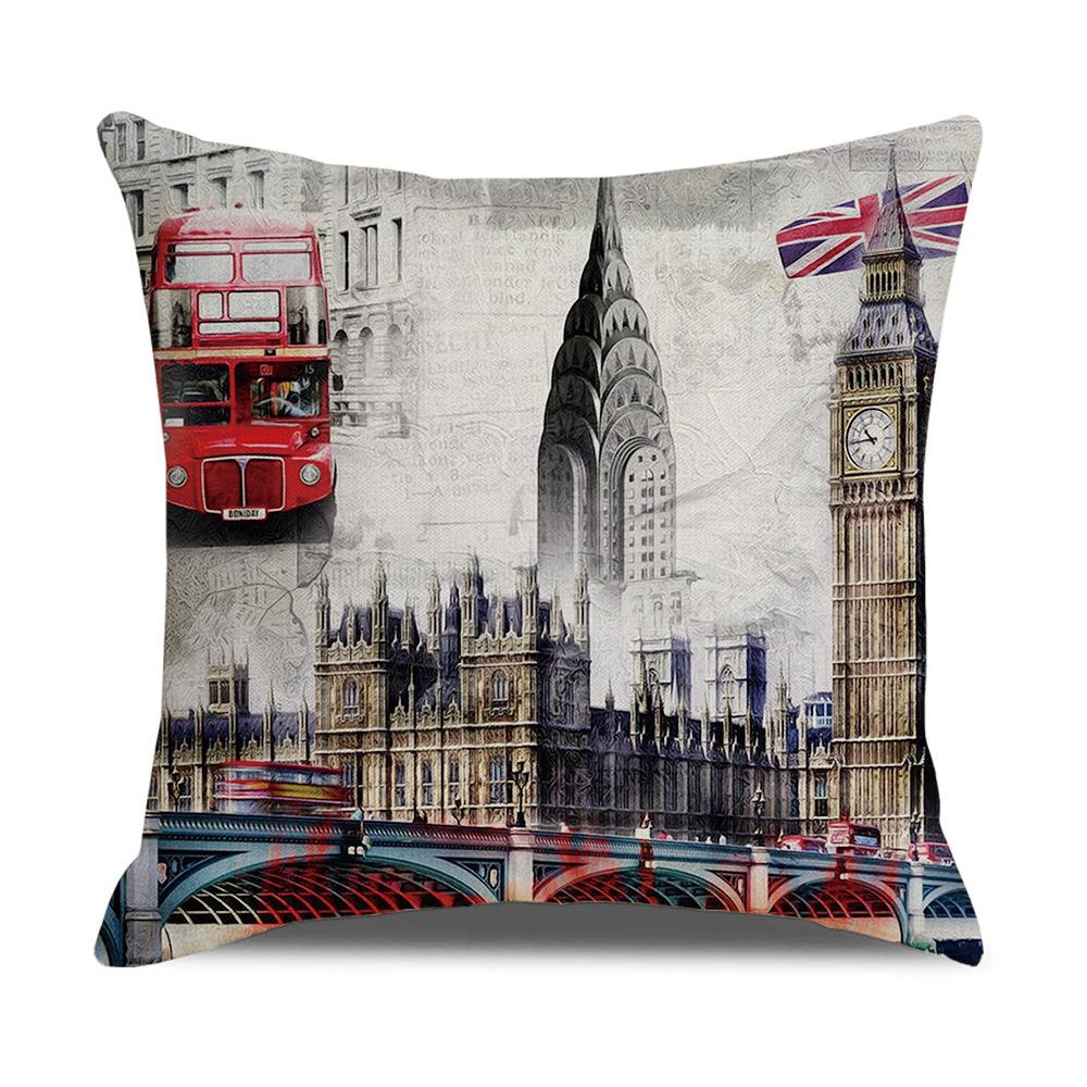 Pillow Nordic British Style Ins Linen Pillow Case Sofa Cushion Square Cushion Iron Tower