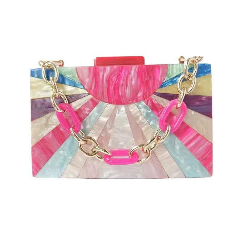 Wallets For Women Handbags Trends Shell Patchwork Clutch Purse Promotion Acrylic Evening Bag Shoulder Crossbody Wedding Banquet