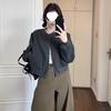 Women’s Khaki Woolen Baseball Jacket: Spring 2025 Petite Short Coat in New Style