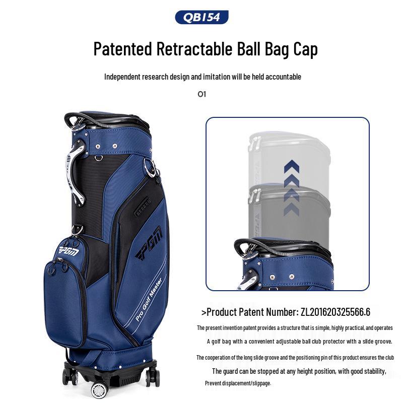 PGM Telescopic Hard Shell Golf Bag with Four-Wheel Push and Inverted Club Storage for Men and Women, Airline Check-in Ready.