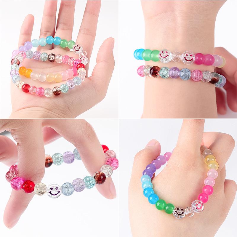 8mm Crackle Bead Bracelet Set: DIY Jewelry Flower Bead Accessories, Lampwork Crystal Loose Beads.