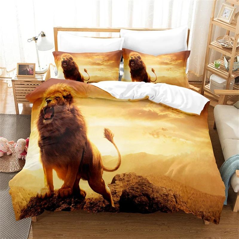 Lion, Tiger, Leopard Bedding Set Boy Duvet Cover Set 3d Queen Size Bed Linen Fashion Print Comforter Cover Bedding Sets Bed Set