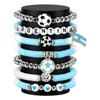 2026 Football Bracelet Set For Soccer Fan With Team Color And Football Charm Elastic Wristband
