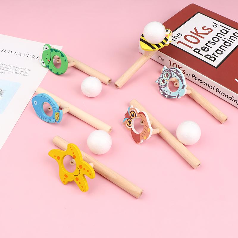 1Pc Wood Floating Blow Pipe Ball Game Toy Board Game For Children Balance Training Floating Blowing Ball Kids Educational Toy