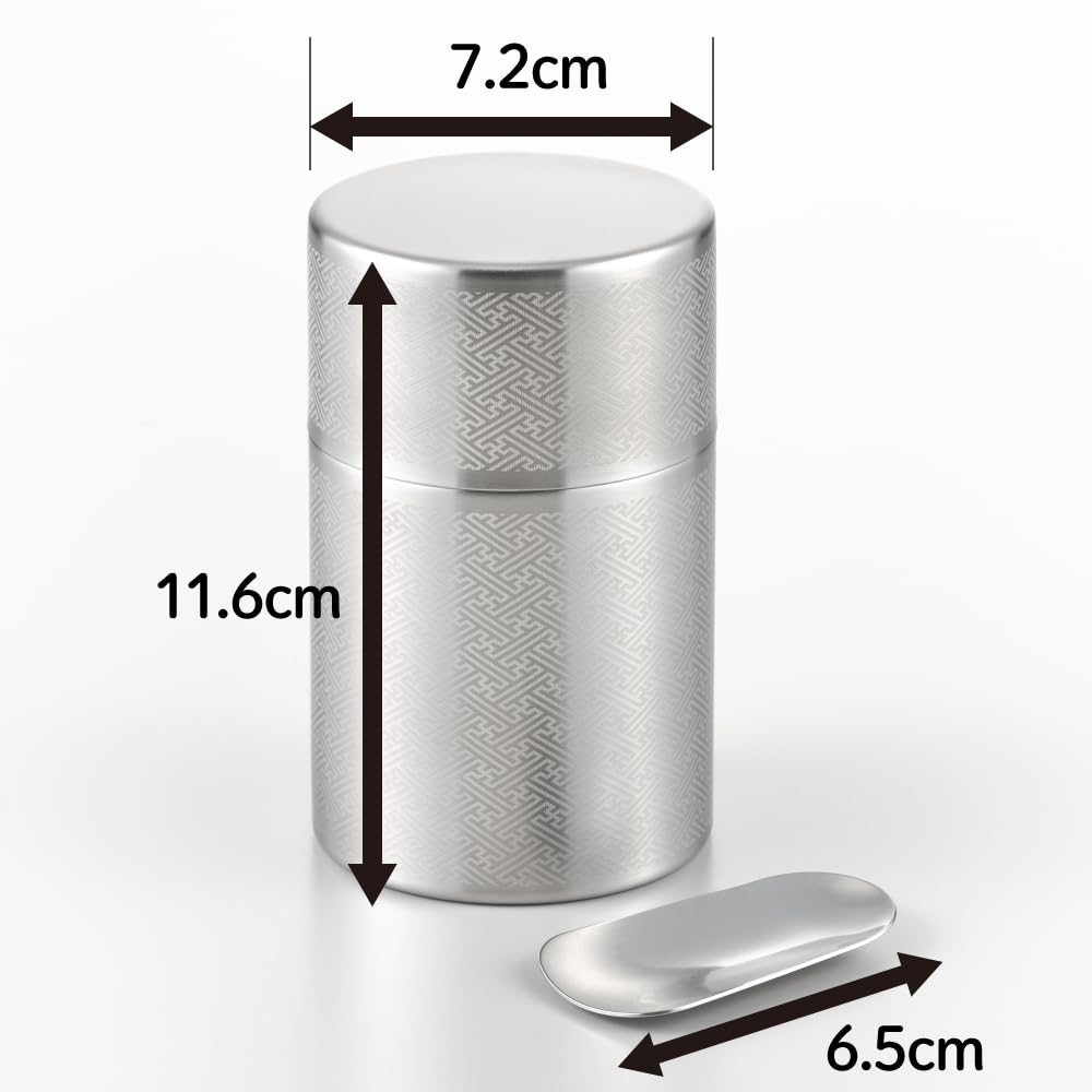 Yoshikawa Stainless Steel Tea Caddy Large 400ml with Teaspoon in Wooden Box Made in Japan Tsubame Sanjo Gogi 2612419 YJ3616