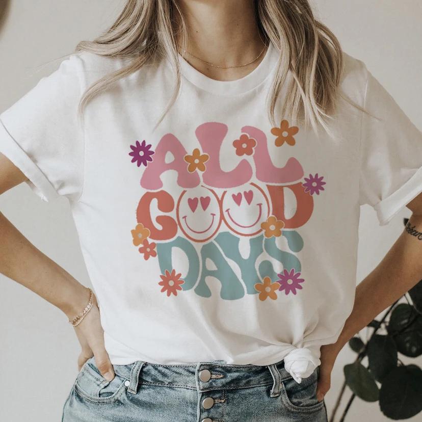 Fashion Letter Teacher Flowers 90s Print Clothing Women TShirt Aesthetics Graphic White Short Sleeve Polyester Womens T Shirt
