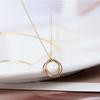 Neuer S925 Silber Runder Choker Zirkon Für Damen Mode Kette Minimalistisch Zierlich Doppelkreis Anhänger Halskette Hals Feinschmuck