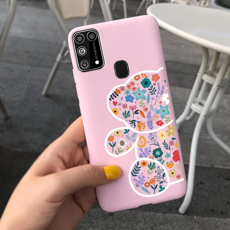 For Samsung Galaxy M31 Case SM-M315F Cute Bear Cartoon Painted Cover Phone Case For Samsung M31 M 31 GalaxyM31 Bumper Soft Funda