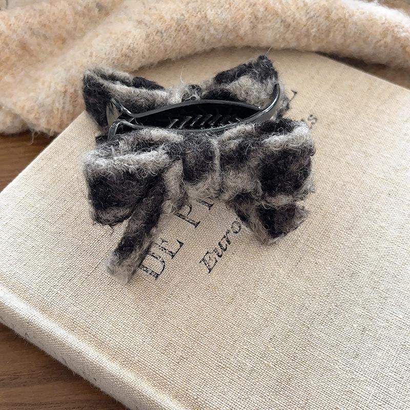 Leopard Print Bow Ball Head Grab Clip Female High Ponytail Fixed Anti-collapse Hairpin Shark Clip