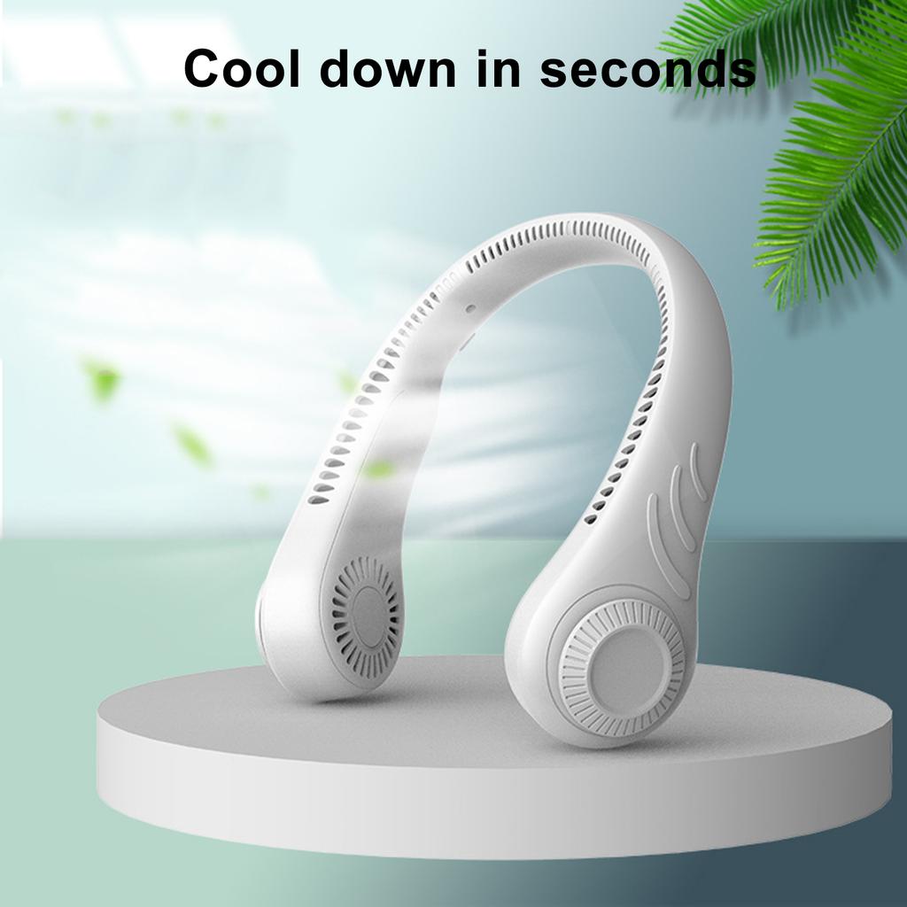 White 4000mAh Wearable USB Rechargeable Neck Fan Bladeless