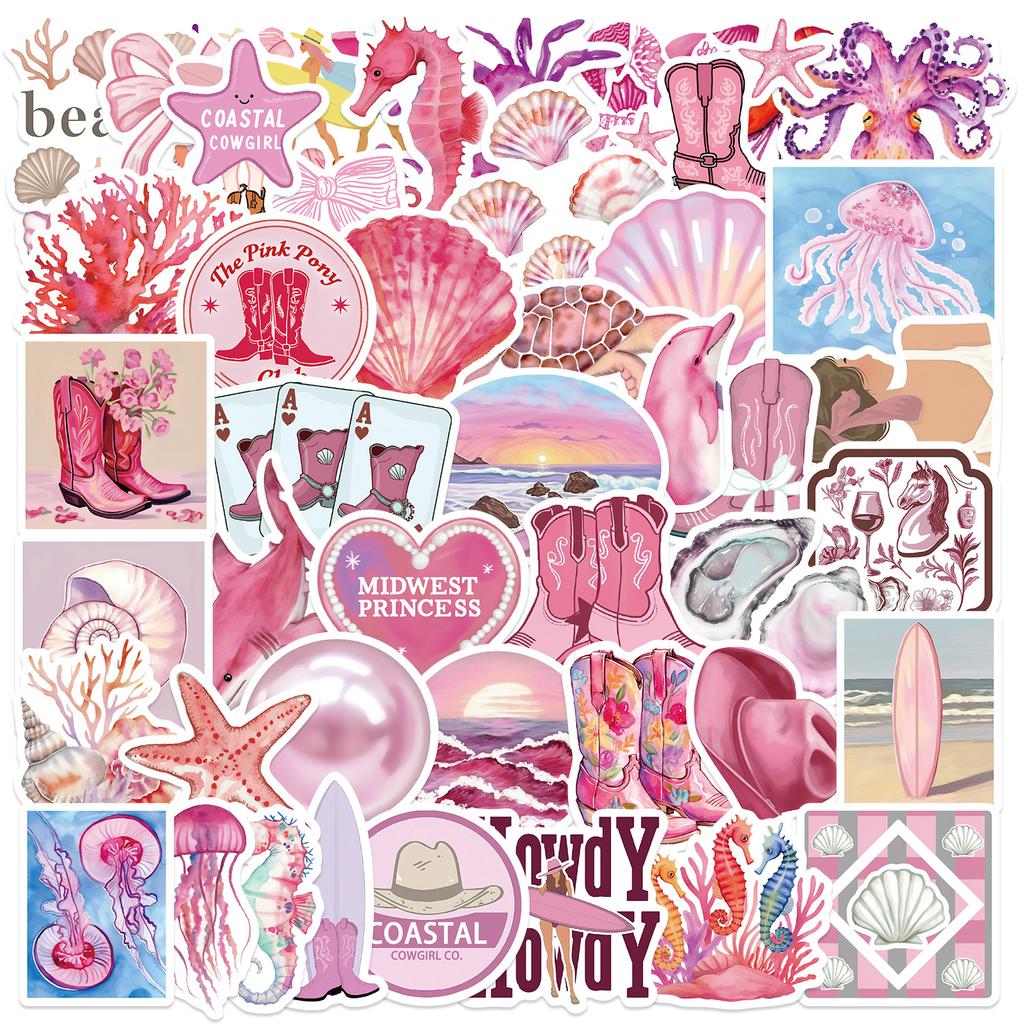 50 Pink Coast Girls Graffiti Stickers Decorate Guitar Laptop Suitcase DIY Waterproof