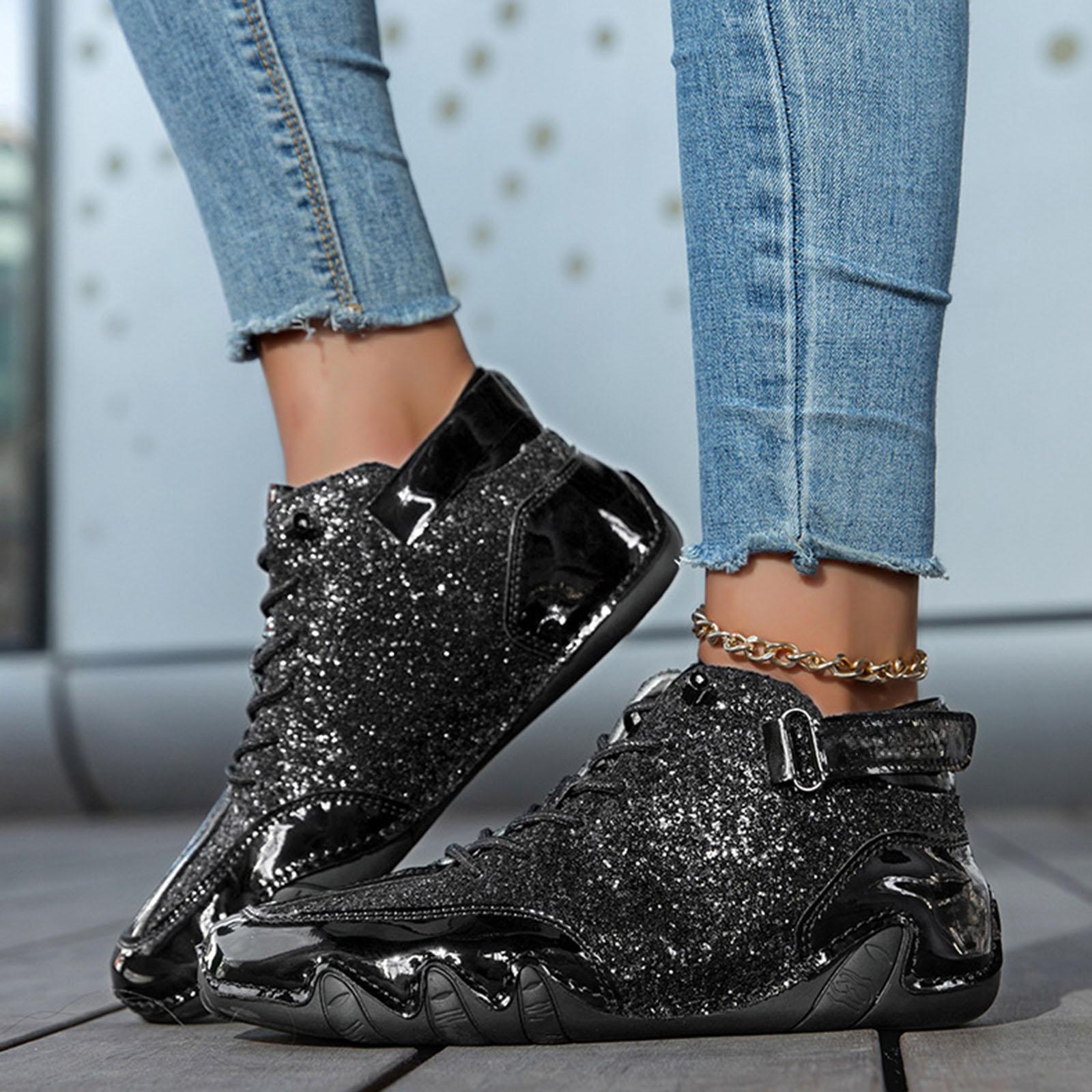 

Mid Calf Socks Women Small Unisex Round Toe Fashionable And Casual Thick Soled Lace Up Mid Calf Boots Botas Para Mujer 36 чёрный