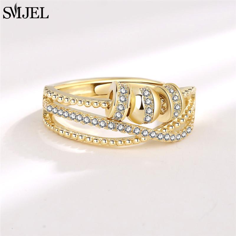 Romantic Cherry Blossom Anxiety Fidget Spinner Rings for Women Cute Rabbit Butterfly Beads Rotate Relaxing Ring Party Jewelry