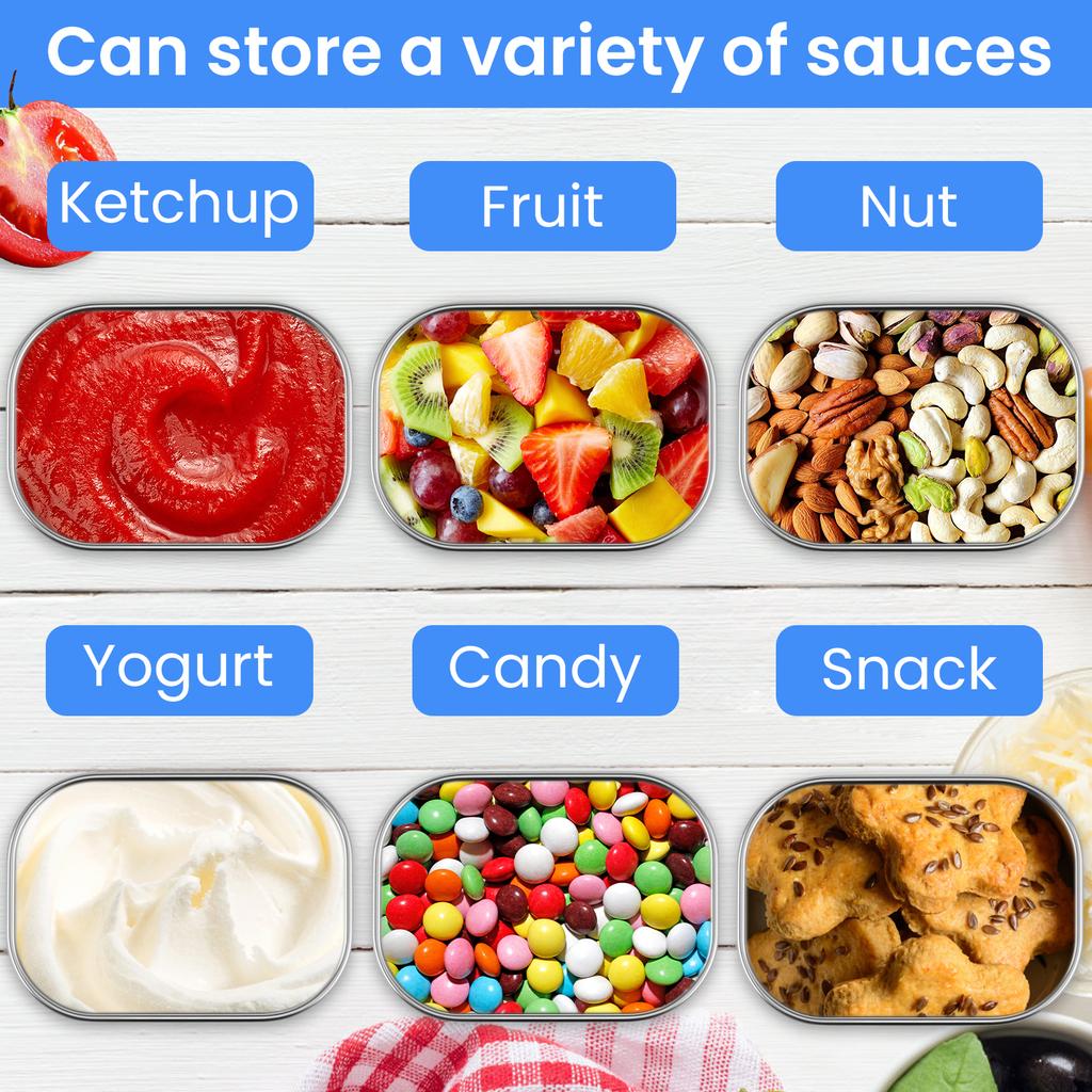 3/4Pcs Stainless Steel Snack Containers for Kids Easy Open Leak Proof Mini Food Containers Lunch Box for Daycare School Office