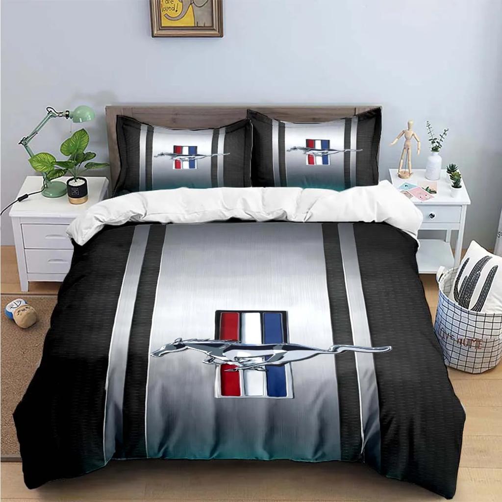 Fashion Exquisite M-Mustang Print Bedding Sets Exquisite Bed Supplies Set Duvet Cover Bed Comforter Set Bedding Set Luxury  Gift