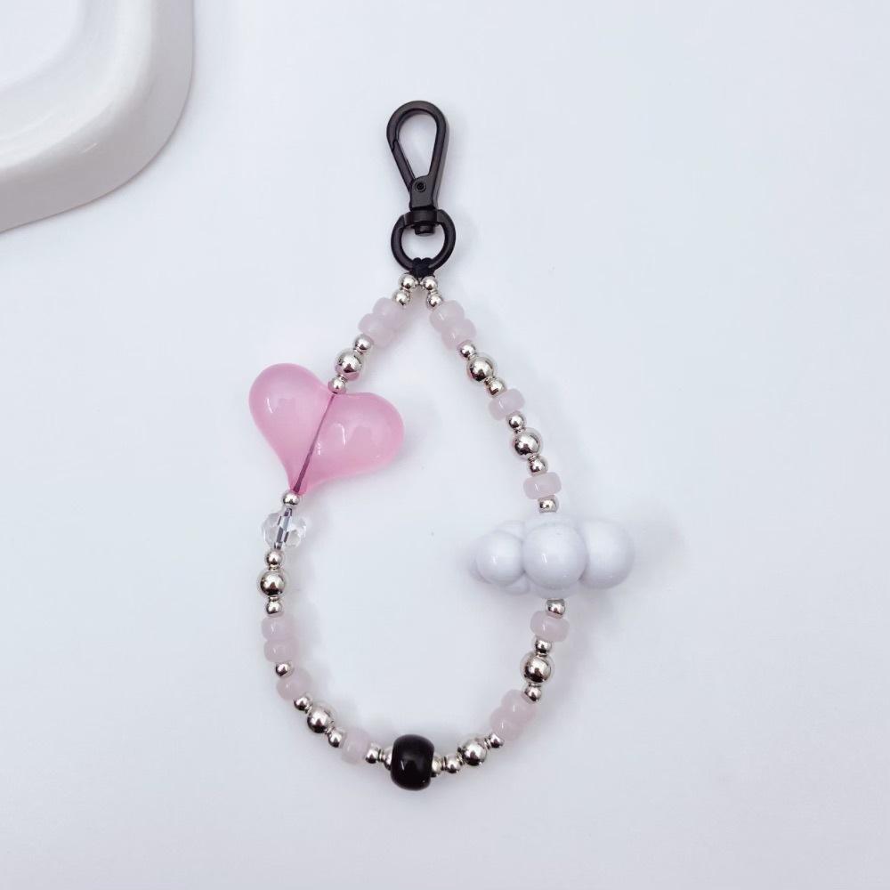 ins wind CCB love advanced sense handmade beaded anti-lost hand carry pendant short mobile phone chain
