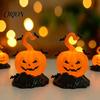 Halloween Party Supplies LED Candle Light Figurine, Bat Tombstone Glowing Tabletop Ornament, Warm Secret Room Atmosphere Decor Pumpkin Prop for Escape