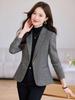 Women's Gray Wool Suit Jacket, 2025 Autumn/Winter, High-End Korean Style, Slim Fit, Long Sleeve - Formal Wear.