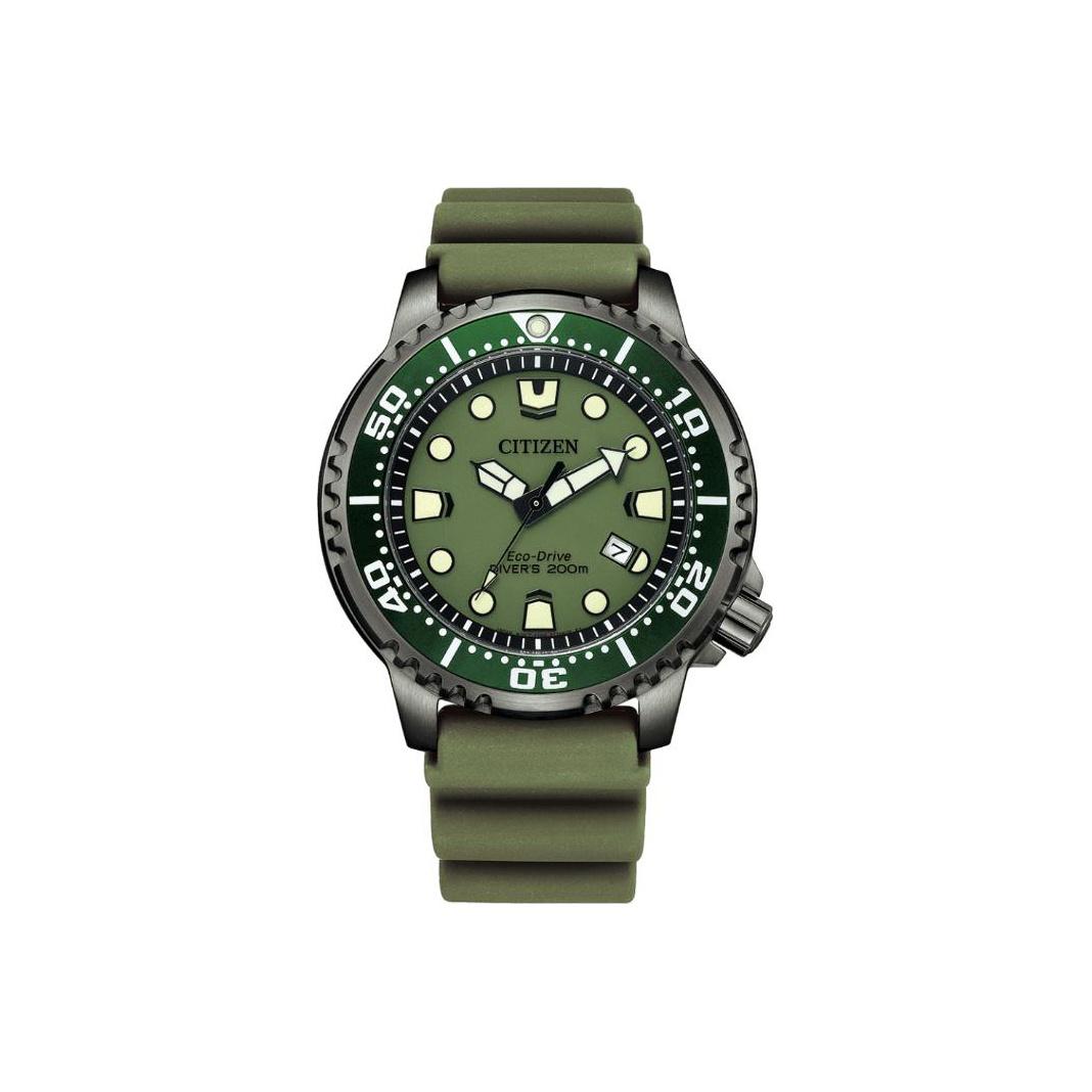 CITIZEN Maritime Adventure Moments Collection 200m Waterproof Solar Quartz Movement Rubber Strap BN0157-11X Green Dial