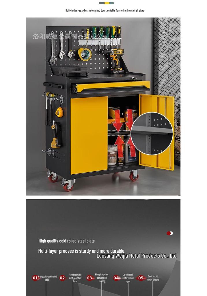Compact Mobile Tool Cart: Multifunctional Storage Cabinet & Trolley for Workshop
