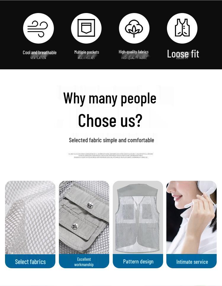 Gilet d'extérieur multi-poches à séchage rapide pour homme pour la pêche et la photographie d'été