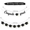 Graduation Decorations Class of 2026 Party Supplies - Congrats Grad Banner and Graduation Cap Banner (Pre-Strung)