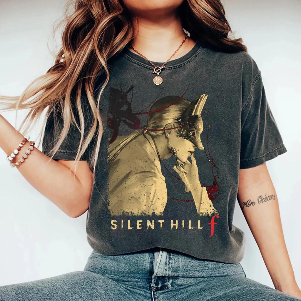 2026 Silent Hill F Fox Mask T-Shirt Kotoyuki Hinako Horror Game Graphic Short Sleeve Shirt Unisex Men Women All-Season