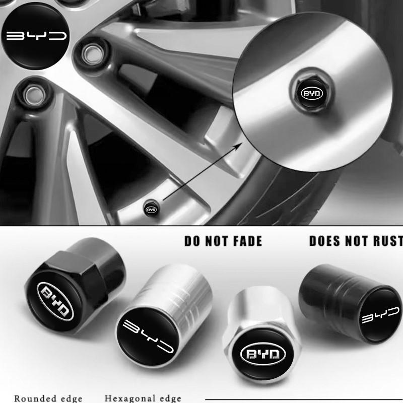 For BYD ATTO 3 Song Plus Tang Han TAN Seal Dolphin Mini Seagull Shark King Car Wheel Tire Air Valve Caps Stem Cover With Brand