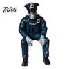Skull Collection Pieces Halloween Skeleton Ornament, Policeman/Military Resin Gothic Figurine, Horror Home Ornaments Dark Style Sitting Pose Sculpture