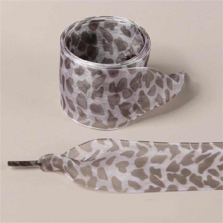 1 Pair Leopard Print Sheer Gauze Shoe Laces for Women Casual Shoes Sneakers 4CM Width Decorative Shoelaces Shoestrings