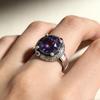 Elegant Korean Amethyst Ring: Silver-Plated, Retro Floral Design, Zircon Inlaid
