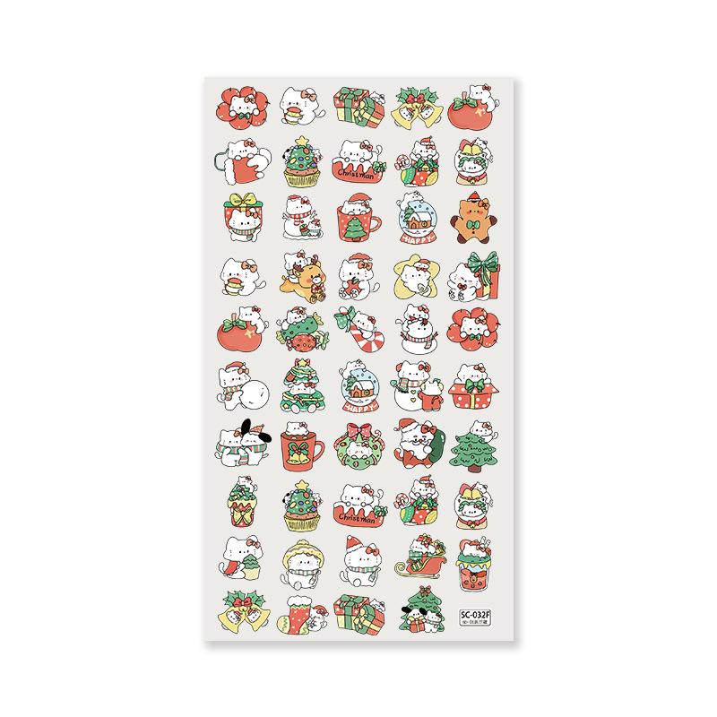 SKY 6D Embossed Cartoon Anime Kitty Christmas Sticker for DIY Phone Cases