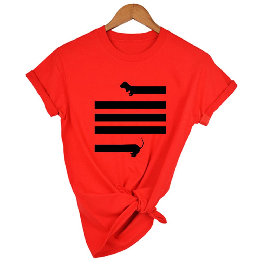 I Love Dachshunds Women Short Sleeve Graphic T Shirt Summer Harajuku Kawaii Dog Print Clothing T