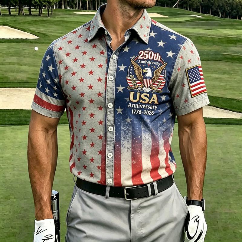 New Summer Men's Printed Casual Breathable Loose Short-Sleeve Shirt
