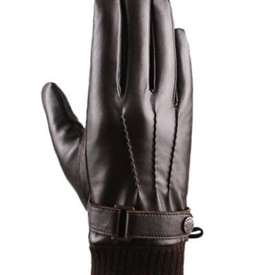 SARTOR Thinsulate Full-Touch Three-Stripe Leather Gloves Brown
