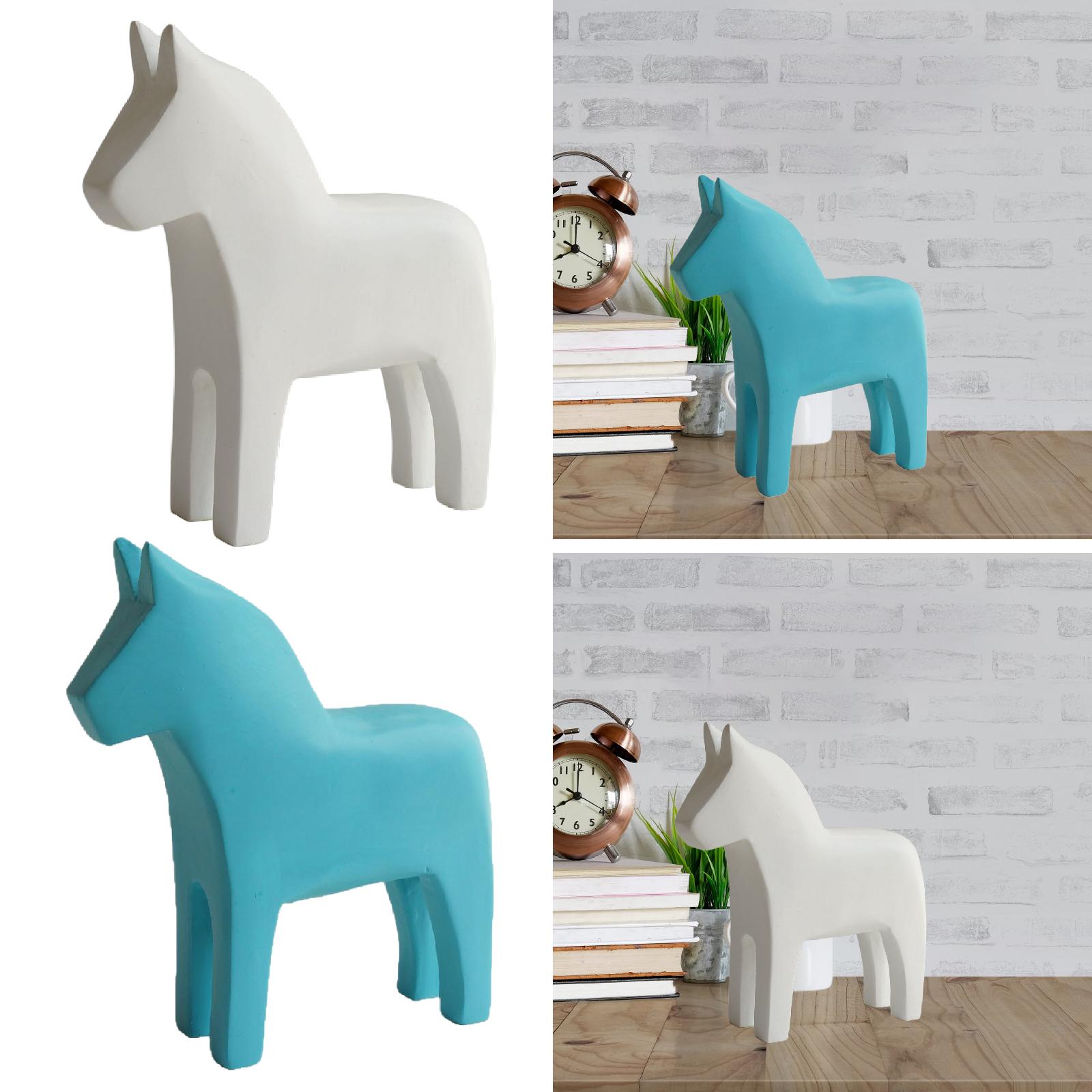 Scultura Cavallo Dala Svedese Legno Intagliato a Mano Decorativa Creativa Elegante Collezione Regalo Statuetta per Casa Vacanze Scaffale bianco