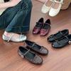 Silver Light Mouth Ballet Flat-soled Single Shoes for Women's 2025 New Summer Skirt French Round Head Mary Jane Shoes