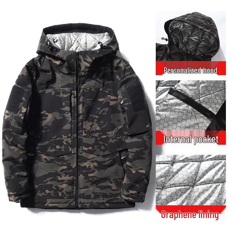 Men's Winter Camouflage Hooded Jacket with Graphene Lining & Extra Warmth