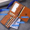 Men Leather Bifold Wallet with Flip Pocket Card Holder Wallet Purse