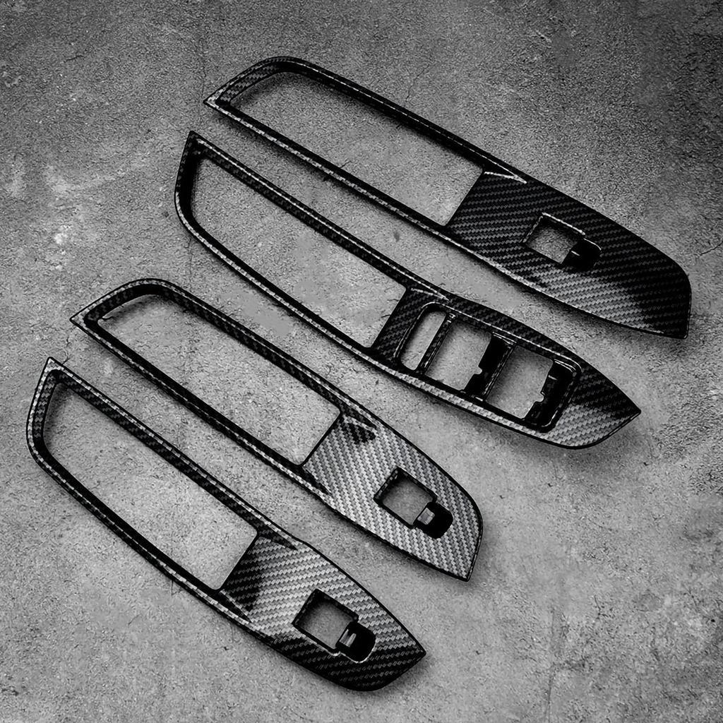 4pcs set Window Switch Panel Cover Trim Decorative Sticker for MG ZS 2017‑2018 Carbon Fiber